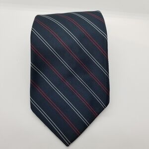 Wembley Wemlon navy striped tie short 54.5 in long 4 in wide